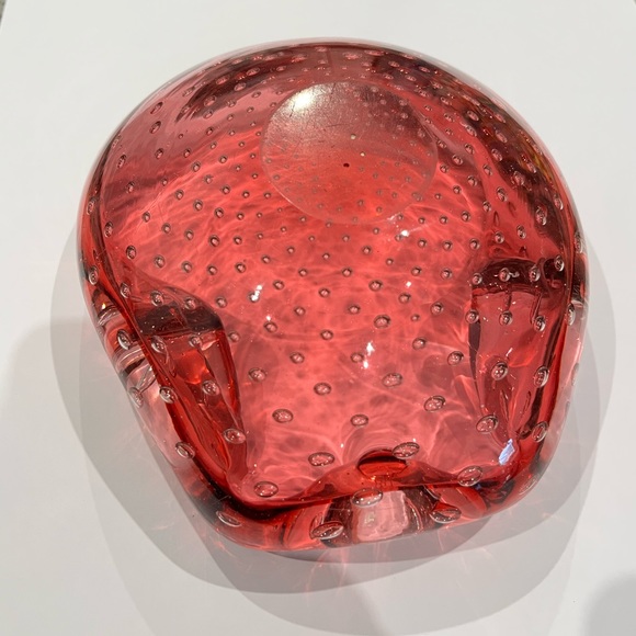 Vintage  Cranberry Murano Glass Bowl Ashtray - Picture 7 of 8